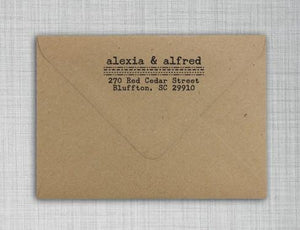Alexia Rectangle Personalized Self Inking Return Address Stamp on Envelope