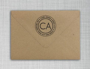 Caleb Personalized Self-inking Round Return Address Stamp on Envelope