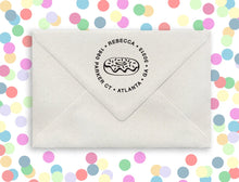 Doughnut Personalized Self-inking Round Return Address Stamp on Envelope