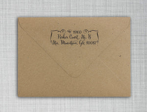 Fancy Address Rectangle Personalized Self Inking Return Address Stamp on Envelope