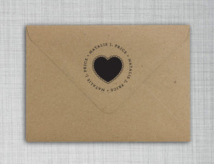 Fancy Personalized Self-inking Round Return Address Stamp on Envelope