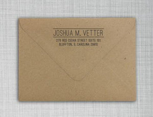 Joshua Rectangle Personalized Self Inking Return Address Stamp on Envelope
