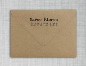 Marco Rectangle Personalized Self Inking Return Address Stamp on Envelope