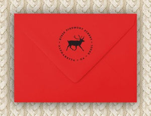 Reindeer Personalized Self-inking Round Return Address Design on Envelope
