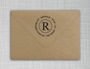 Reginald Personalized Self-inking Round Return Address Design on Envelope