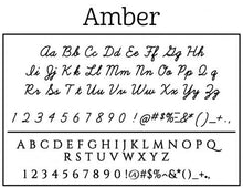 Amber Personalized Self Inking Round Return Address Stamp font sample