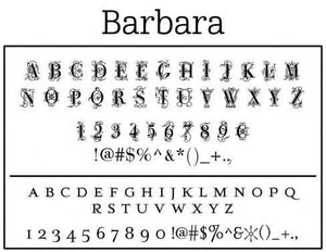 Barbara Rectangle Personalized Self Inking Return Address Stamp font 