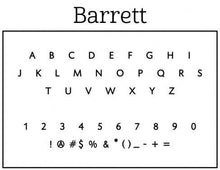 Barrett Rectangle Personalized Self Inking Return Address Stamp font 