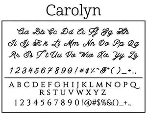 Carolyn Rectangle Personalized Self Inking Return Address Stamp font 