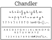 Chandler Rectangle Personalized Self Inking Return Address Stamp font 