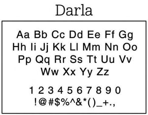 Darla Rectangle Personalized Self Inking Return Address Stamp font 