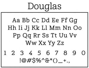 Douglas Rectangle Personalized Self Inking Return Address Stamp font 