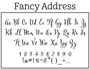Fancy Address Rectangle Personalized Self Inking Return Address Stamp font 