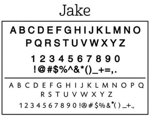 Jake Rectangle Personalized Self Inking Return Address Stamp font 