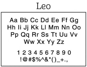 Leo Rectangle Personalized Self Inking Return Address Stamp font 
