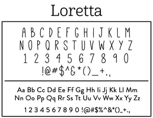 Loretta Rectangle Personalized Self Inking Return Address Stamp font 