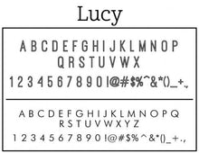 Lucy Rectangle Personalized Self Inking Return Address Stamp font 