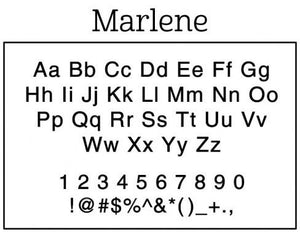 Marlene Rectangle Personalized Self Inking Return Address Stamp font 