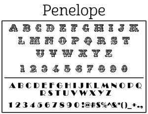 Penelope Personalized Self-inking Round Return Address Stamp Font