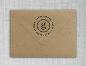 Gabby Personalized Self-inking Round Return Address Stamp on Envelope