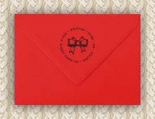 Holiday Personalized Self-inking Round Return Address Stamp on Envelope