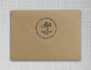 Island Palm Self Inking Stamp Design on Envelope