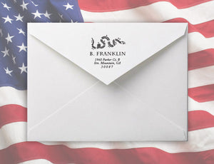 Join Personalized Self-inking Round Return Address Stamp on Envelope