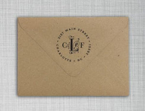 Larrabee Personalized Self-inking Round Return Address Stamp on Envelope