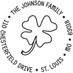Kelly Hughes Lucky Clover Personalized Self-inking Round Return Address Stamp