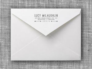 Lucy Rectangle Personalized Self Inking Return Address Stamp on Envelope
