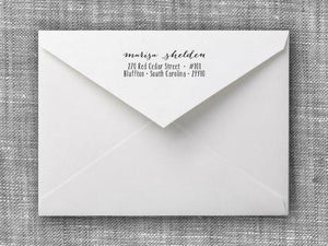 Marisa Rectangle Personalized Self Inking Return Address Stamp on Envelope