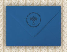 Menorah Personalized Self-inking Round Return Address Design on Envelope