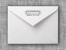 Sanderson Rectangle Personalized Self Inking Return Address Stamp on Envelope