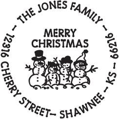 Snow Family Personalized Self-inking Round Return Address Stamp